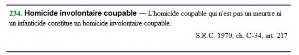 L’homicide involontaire n’est pas accidentel