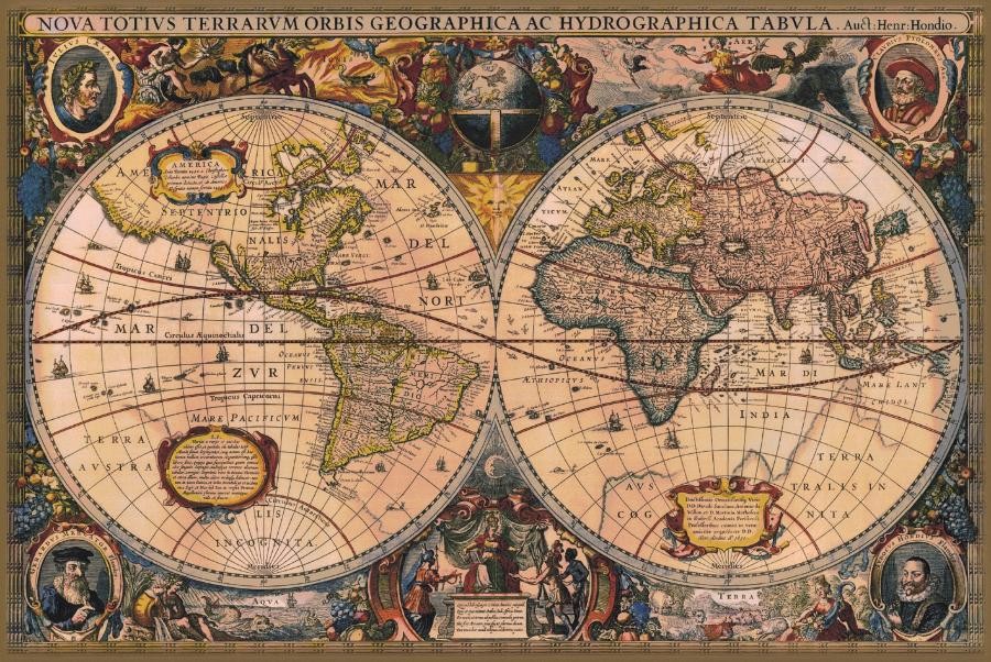 Carte ancienne du monde ou mappemonde