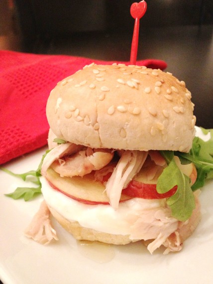 Sandwich dindon, pommes, yogourt, miel