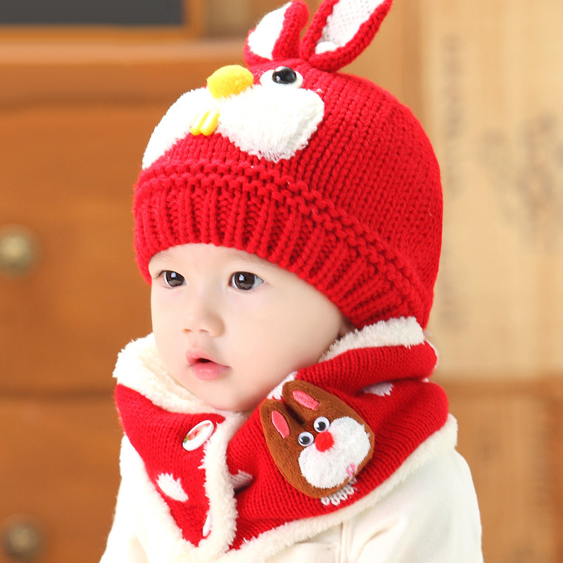 2-piece-set-hat-scarf-gloves-baby-winter-cap-rabbit-knit-beanie-font-b-bonnet-b
