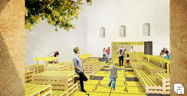 Le jeu de marelle et le "food truck" Le Paradis (Courtoisie: Le Spot)